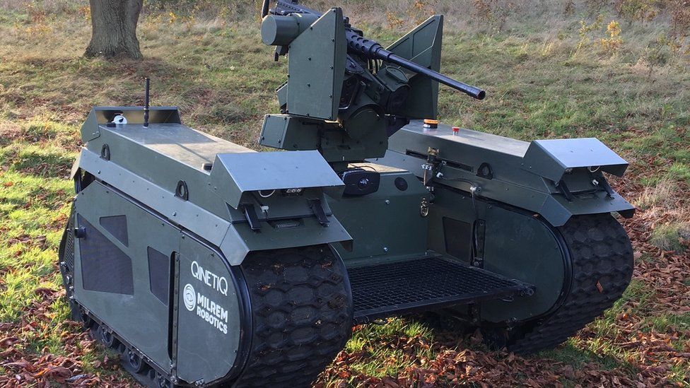 Robot tanks: On patrol but not allowed to shoot - BBC News