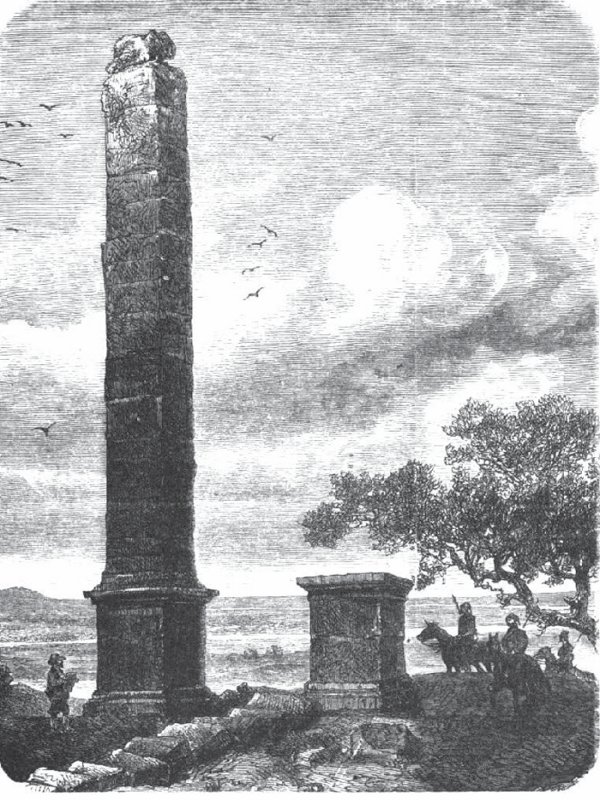 The Lesicheri pillar and the ruins of the second one (after Kanitz 1882, 5, engraving # 2)