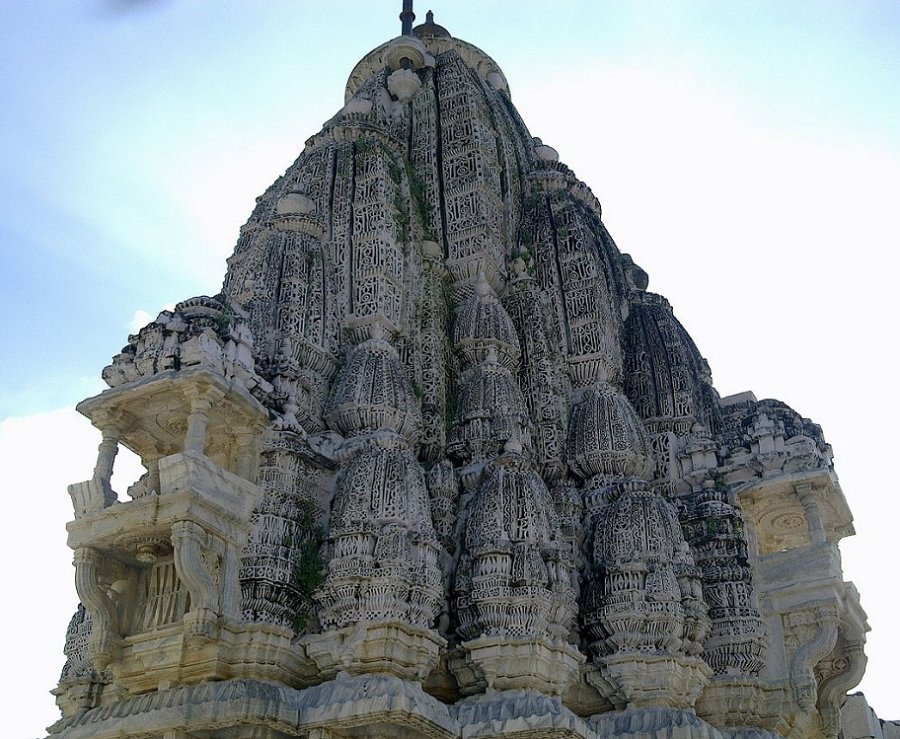 Made of Bricks and Limestone, the exquisitely carved Shikhar of the Mirpur Jain Temple