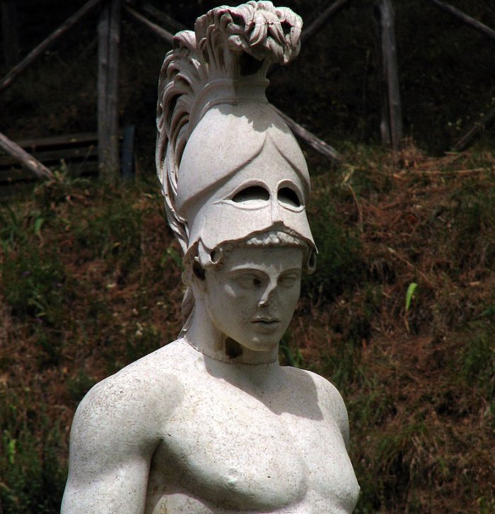  Helmeted young warrior, so-called Ares. Roman copy from a Greek original—this is a plaster replica, the original is now stored in the Museum of the Villa. Canope at the Villa Adriana in Tivoli.