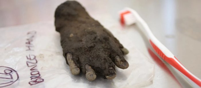 Curious Rare Bronze Hand Found At Roman Vindolanda