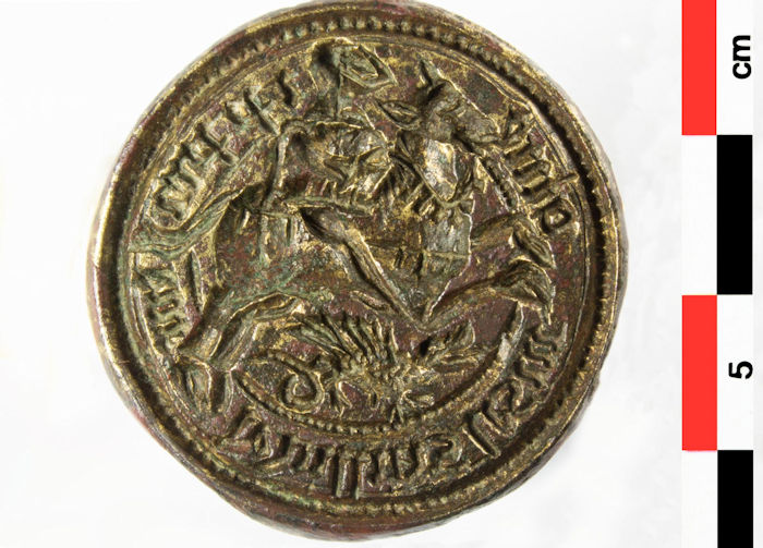 Rare Bronze Seal Matrix Of Saint George Slaying The Dragon Discovered In French Castle