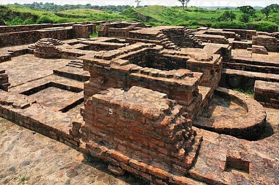 Statues of Buddha and deity Tara among the ruins. Photo: ASI