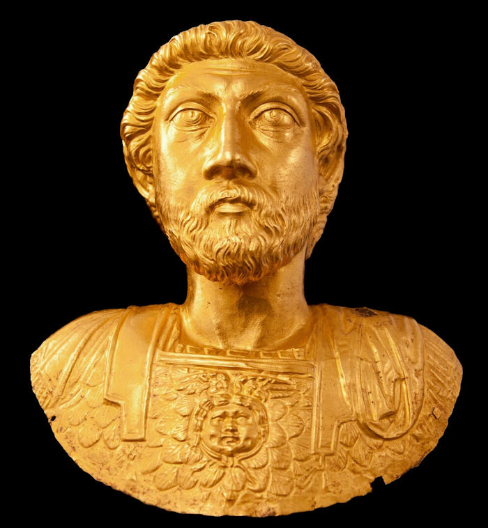 Extremely Rare Life-Size Gold Bust Of Emperor Marcus Aurelius On Display At Getty