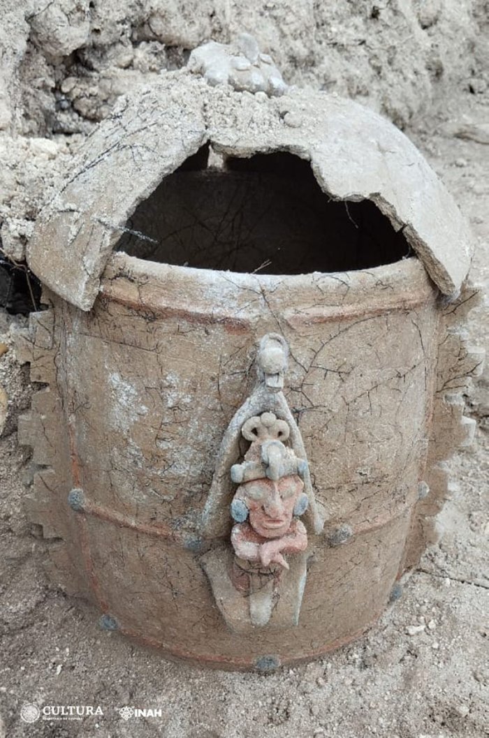 Funerary Urn Depicting The God Of corn Unearthed In Mexico By INAH Archaeologists