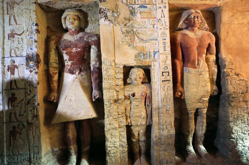 A view of the newly discovered tomb of 'Wahtye' which dates from the rule of King Neferirkare Kakai, in the Saqqara area near the necropolis in Giza, Egypt.