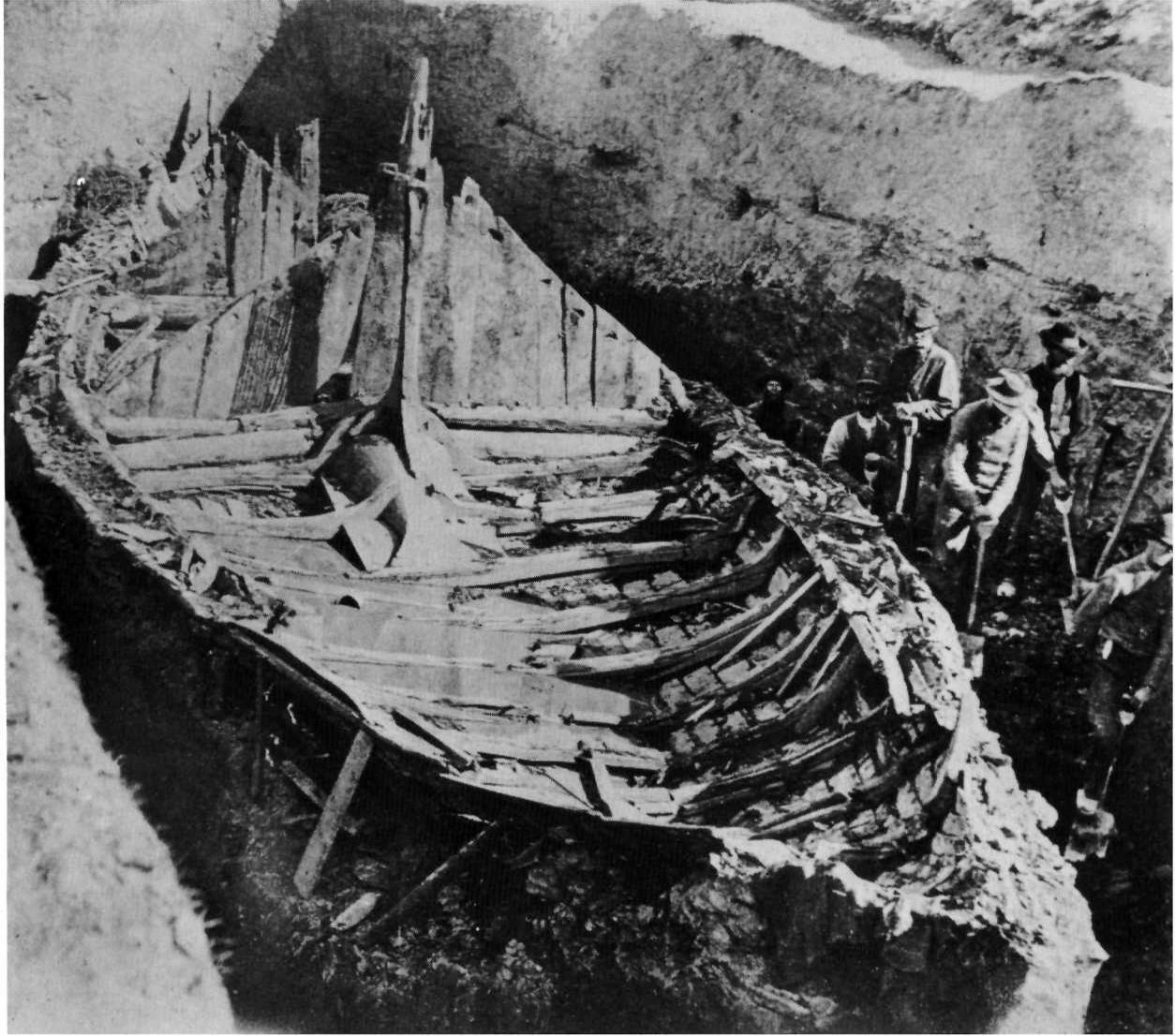 The Gokstad Viking ship in 1880 when it was discovered.