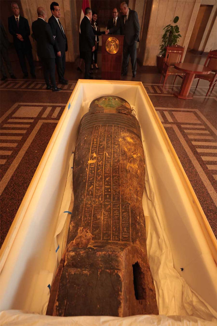 Looted Green Coffin Of Ancient Egyptian Priest Returned To Egypt From US