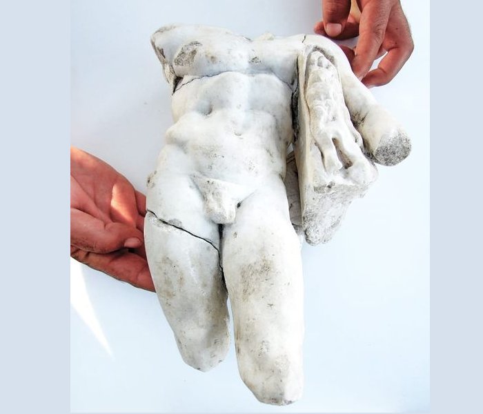 Fragment Of A Fine Marble, About Half A Meter High Statuette Of Heracles . Image credit: Photo: Courtesy of the Israel Antiquities Authority