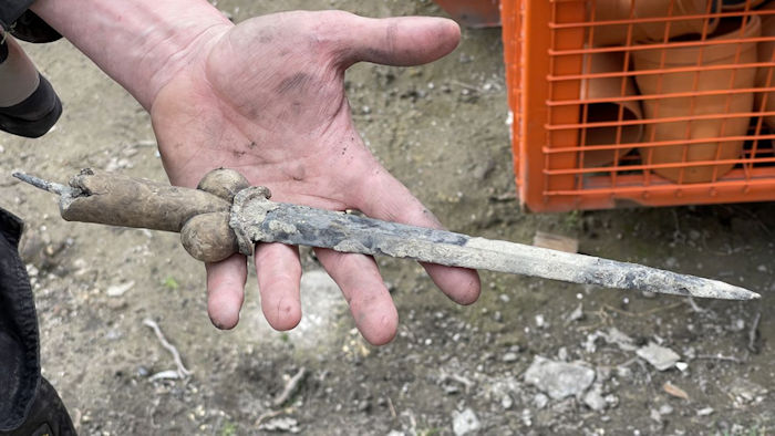 Medieval Bollock Dagger - Also Known As Kindey Dagger Discovered In Belgium