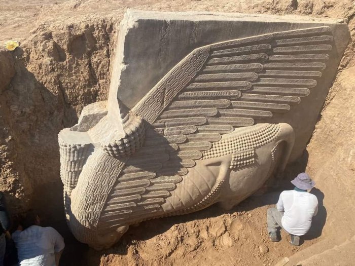 Remarkable Huge Ancient Lamassu Statue Unearthed In Nineveh, Iraq