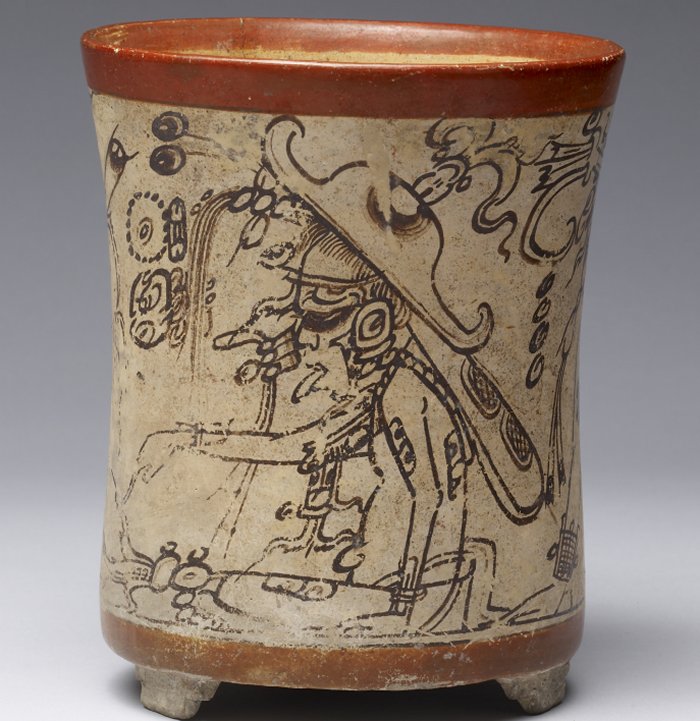 Mok Chi', the patron deity of beekeepers, on a codex-style Maya vessel. – Public Domain