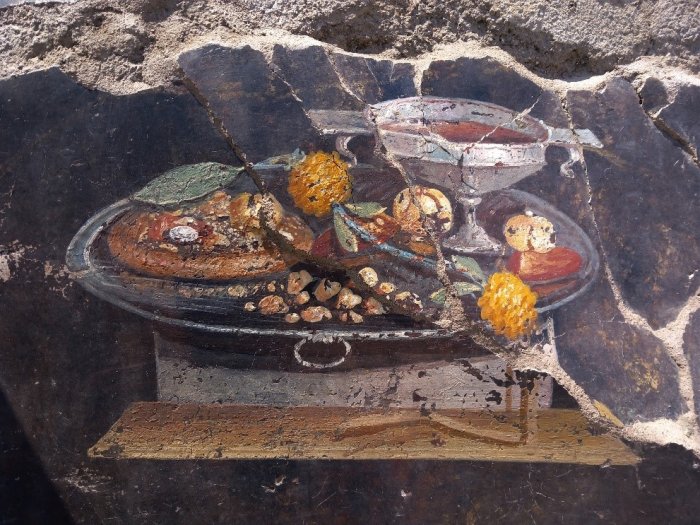 Ancestor Of Italian Pizza Depicted On Fresco In Pompeii