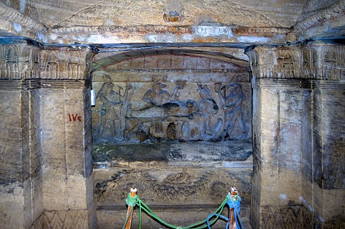 Funeral relief in the chapel, Kom el-Shuqafa, Alexandria, Egypt