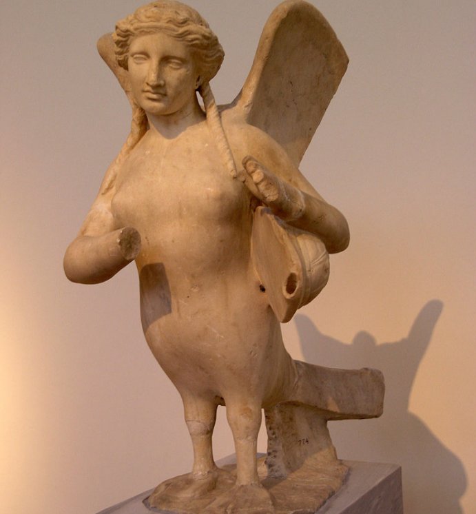 Damaged siren sculpture. Athens, 370 BC e.