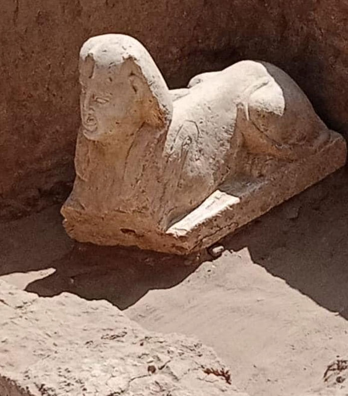 Sphinx Statue With A Smiley Face And Two Dimples Unearthed In Qena Egypt