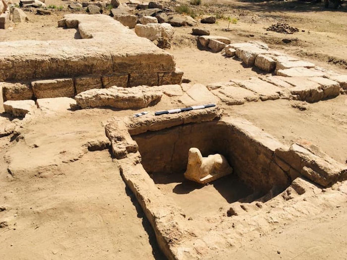 Sphinx Statue With A Smiley Face And Two Dimples Unearthed In Qena Egypt