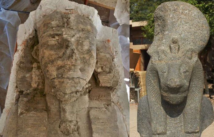 Two Giant Limestone Sphinxes Of Pharaoh Amenhotep III And A Statue Of Goddess Sekhmet Discovered In Luxor