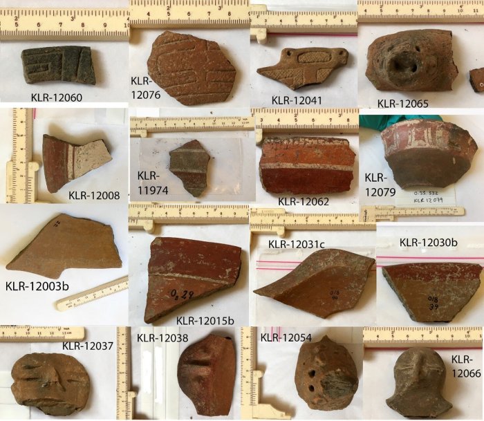 Selection of the 128 pottery shards, analyzed by Professor Kaare Lund Rasmussen, University of Southern Denmark. Credit: Kaare Lund Rasmussen/University of Southern Denmark.