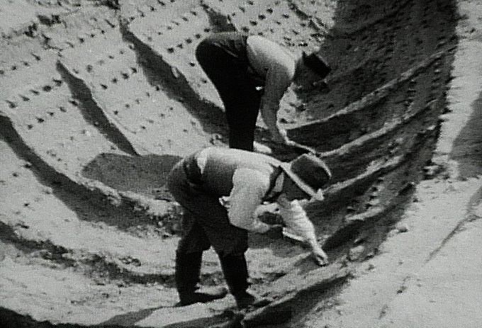 1939 excavation of Sutton Hoo burial ship.