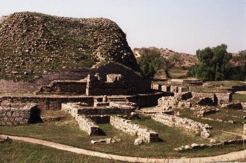 The Dharmarajika Buddhist monastery — ruins at the Dharmarajika, Taxila archaeological site. Located in ancient Taxila — in Punjab Province, Pakistan.